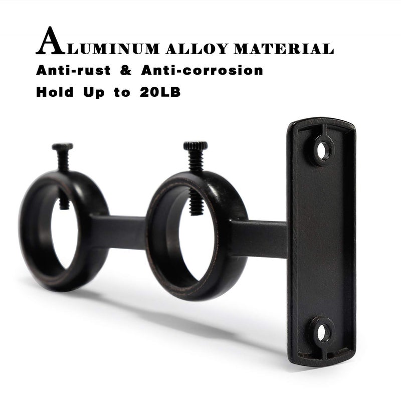 Goowin Curtain Rod Bracket, 3pcs Adjustable Curtain Rod Holder, Double Curtain Brackets Wall Mount Curtain Rod Hooks for Living Room Bathroom Bedroom Curtain rods, Drapery Rods (Black) - Image 5